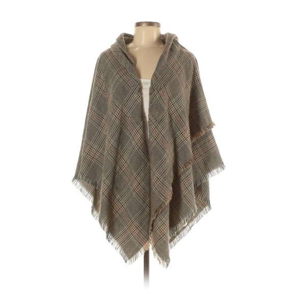 Dark Academia tartan poncho / wrap / oversized scarf with small hood - Picture 1 of 6
